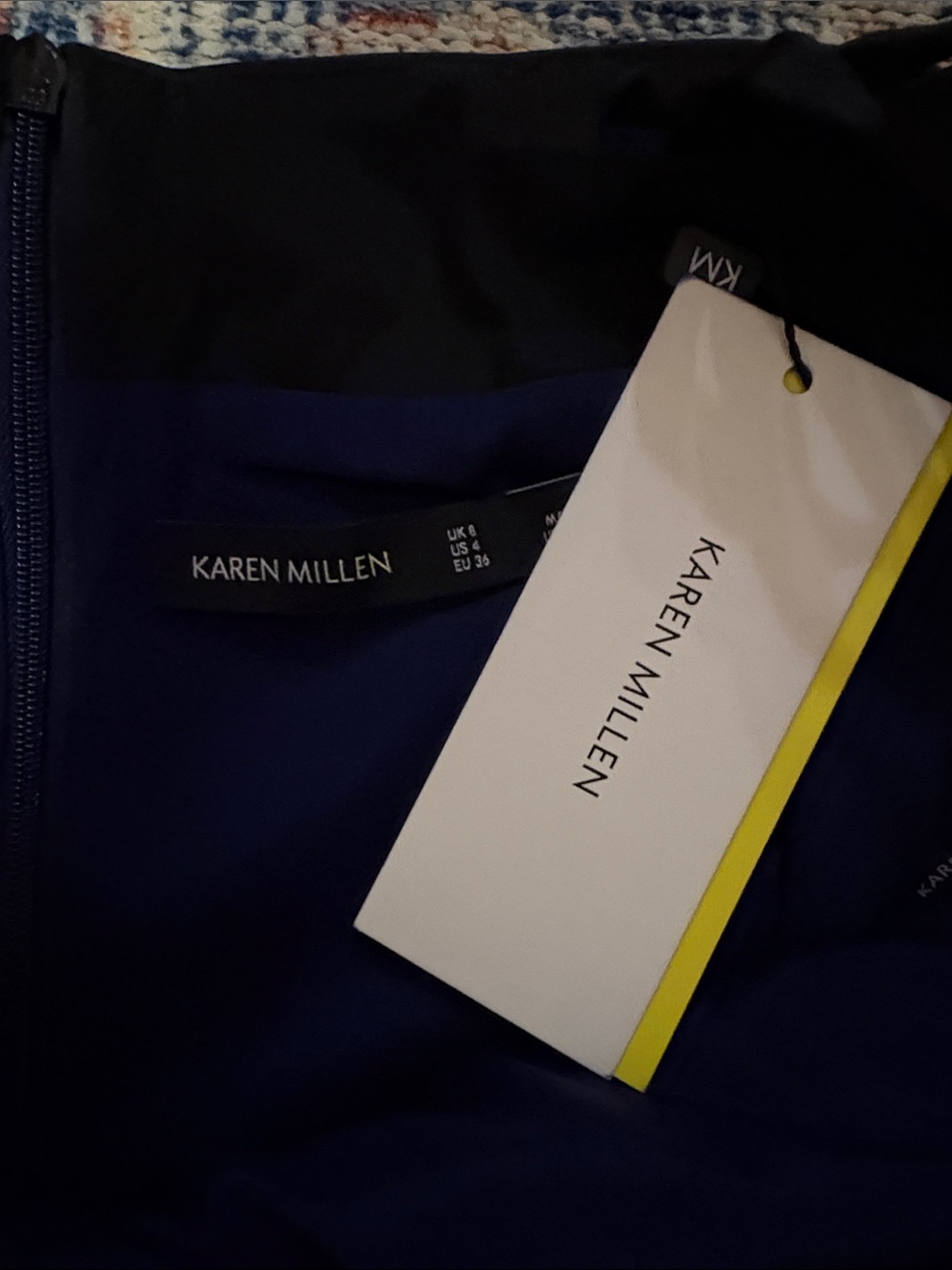 Karen Millen Velvet Bardot Mini Dress in Navy SZ US 4 NWT - Picture 6 of 8